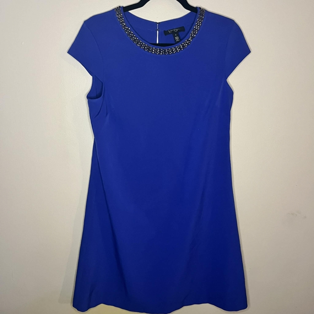 Jessica Simpson Size 6 Royal Blue Cap Sleeve A-line Midi Dress